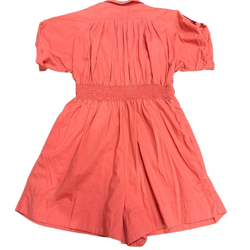 Anthropologie Holding Horses Coral Zip Front Romper 6 Cotton Lyocell Utility - Picture 10 of 16